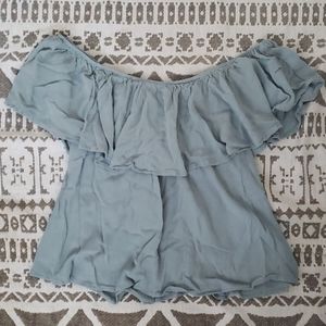 Blue Off The Shoulder Top